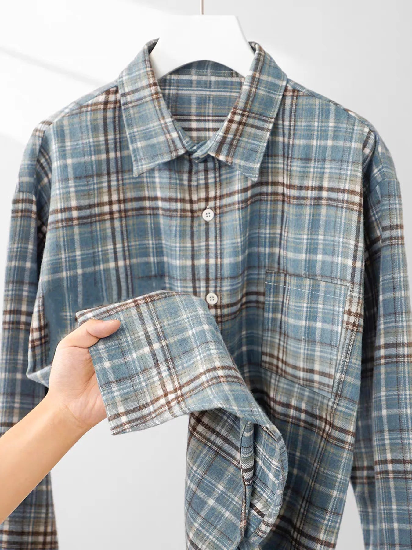 Men's Hong Kong-style plaid shirt, long sleeve, spring and autumn, stylish and high-end long-sleeve plaid shirt, trendy checkere