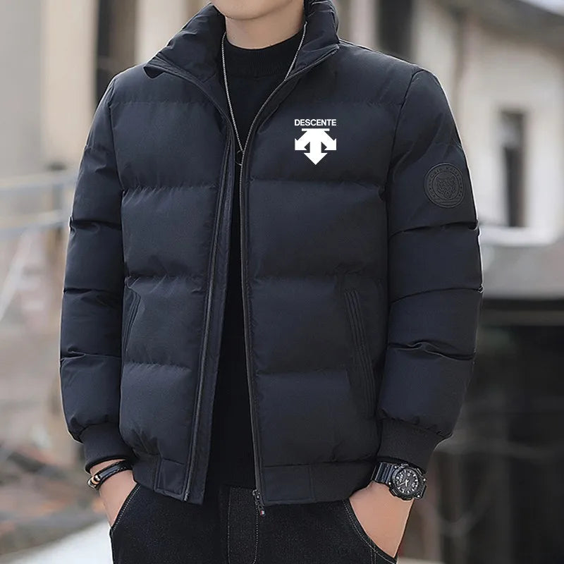 2026men's padded cotton jacket, tiger head logo, short, thick, casual, men's Parker coat, fashionable winter,