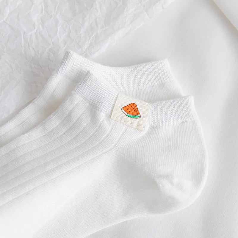 Solid Color White Short Socks Women Casual Cotton Breathable Low Cut Ankle Socks College Style School Students Kawaii Cute Socks