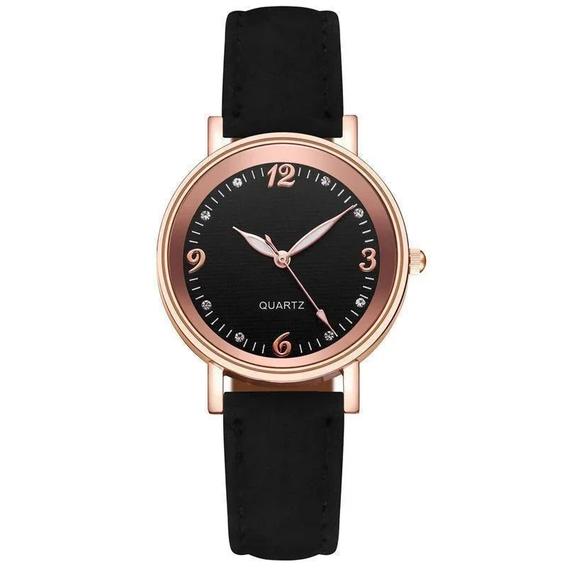 Light Luxury Luminous Quartz Wristwatches for Women Elegant Leather Band Analog Quartz Watches Casual Versatile Watches