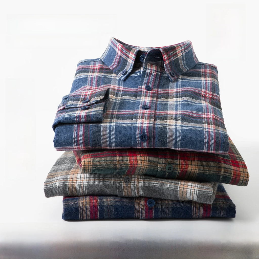 Men's Plaid Long Sleeve Shirt Fleece Finish Casual Style High End Feeling Autumn Winter Collection Fashionable Youth Urban Wear