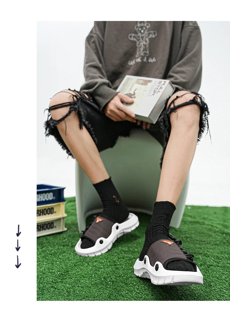 New Men's EVA Platform Massage Slippers Home Mute Anti-slip Slides Outdoor Beach Casual Sandal Shoes for Men Sandalias De Hombre