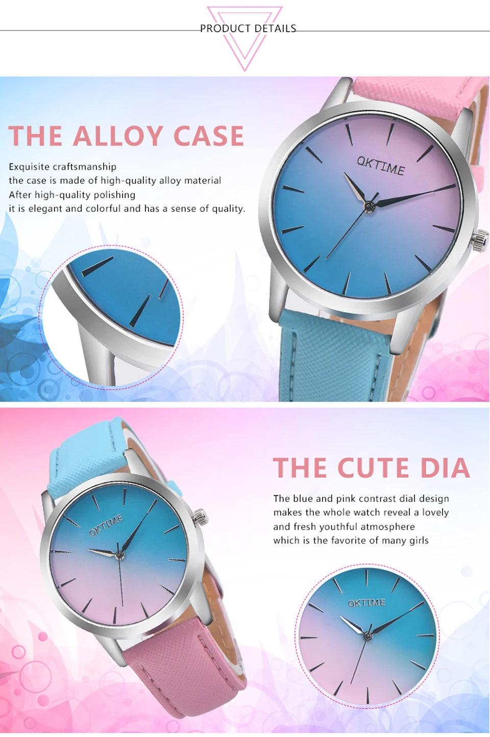 BK25 Fashionable Men watch color dual splicing Women watch waterproof simple quartz watch couple watch  gift watches for man