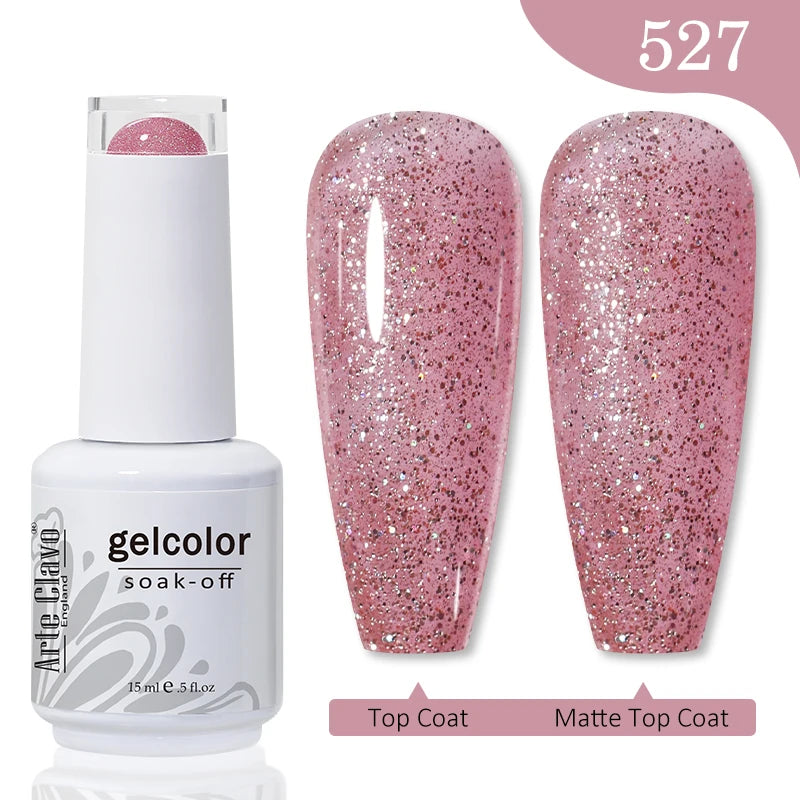 Arte Clavo 15ml Rose Red Pink Color Gel Nail Polish Autumn Winter Hot Sale Long Lasting Soak Off For Manicure Nail Art Gel