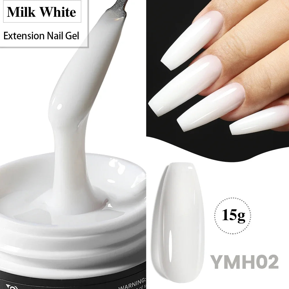 YOKEFELLOW 15g Jelly Extension Gel Nail Polish Nude Pink Clear Building Construct Extend Gel Soak Off UV LED Acrylic Gel Varnish