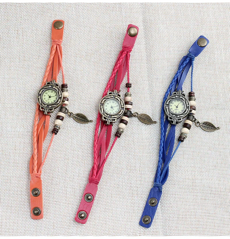 High Quality Women Genuine Leather Vintage Quartz Dress Watch Bracelet Wristwatches Watch Women Luxury Watch