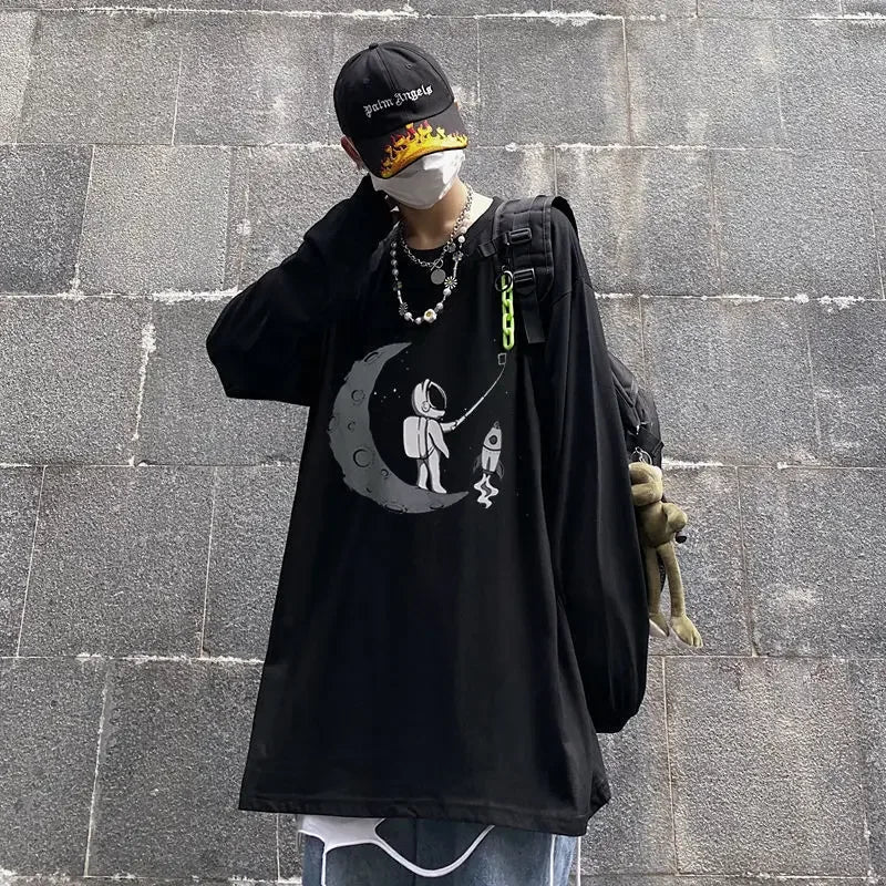 T-shirt for Men Summer Cross of Thorns Suitcase Men's T-shirts Long-sleeved Dark Hip-hop Men's oversize t-shirt Y2k T Shirt Tops