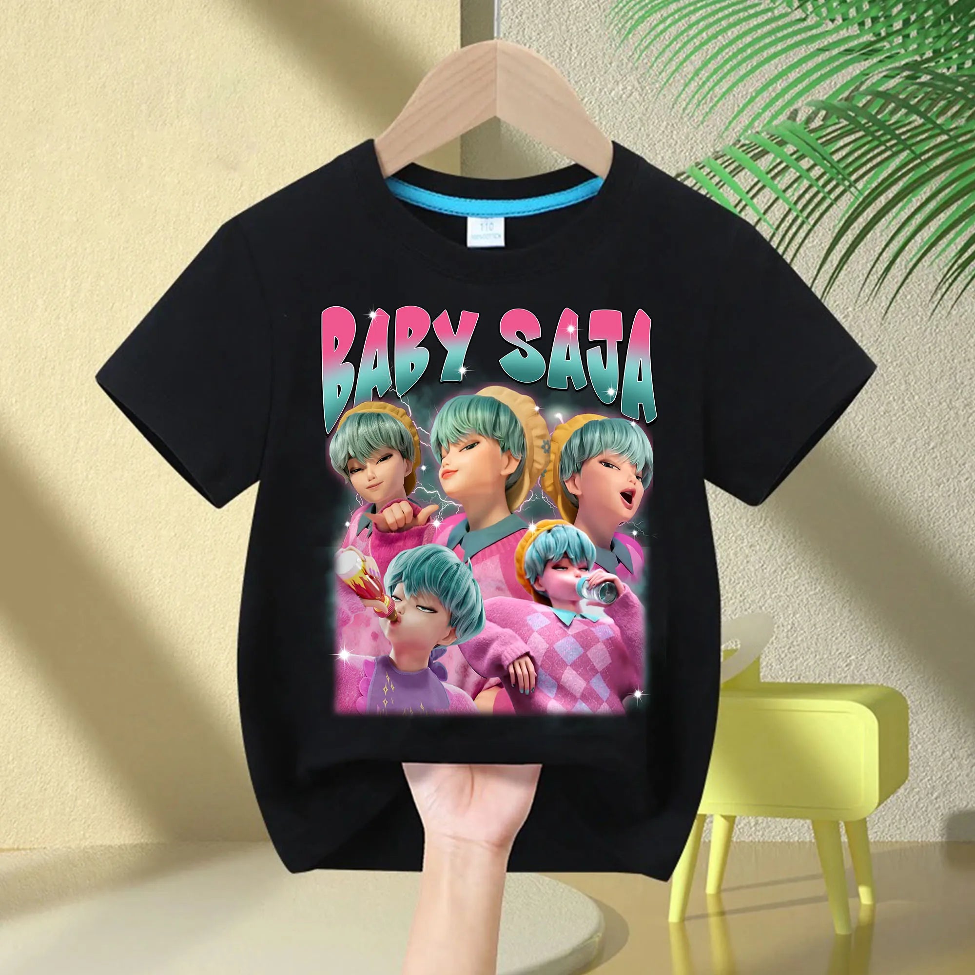 New 2025  KPop Demon Hunters Saja Boys Cartoon Boys T-shirt Round Neck Print Fashion Casual Top Children's T-shirt Kids Clothing