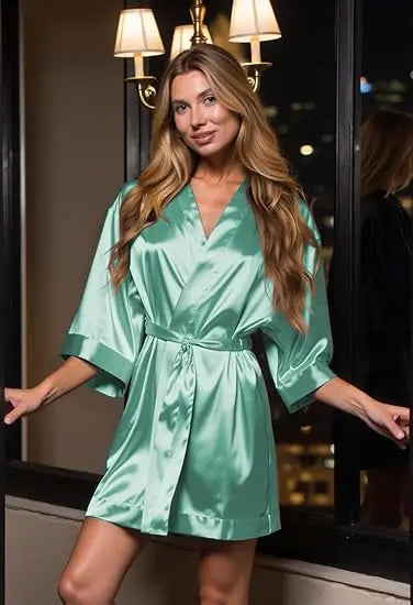 Women's Bride Bridesmaids Silky Robe Satin Kimono Robes for Women Lingerie