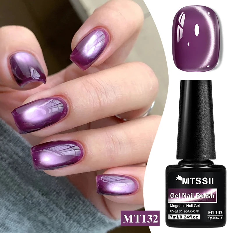 7ml Moonlight Magnetic Cat Eye Gel Nail Polish Grey Blue Red Black Autumn and Winter Nails Ultra Shine Soak Off UV Gel Nail Art
