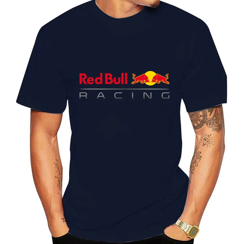 Red Bull Logo Racing Team Men Summer T-shirt Short Sleeve Women T Shirts 100% Cotton Fashion Couple Oversized Clothes Tees Tops