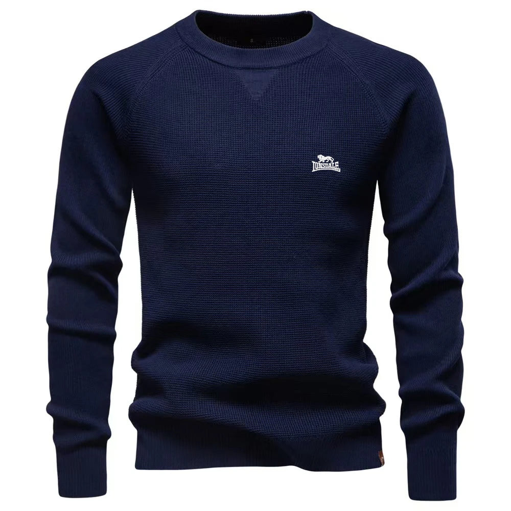 2025 autumn and winter new round-neck fashionable pure-color sweater for men, high-quality business casual knitted men's sweater