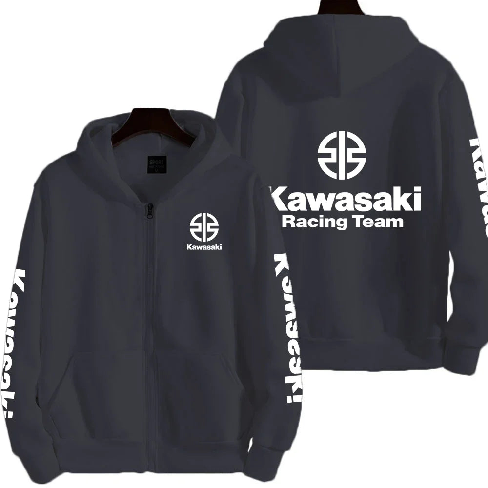 Kawasaki Logo Racing Motorcycle Team Men Zip Up Hoodie Spring Autumn Fashion Man Sweater 2025 New Sport Woman Jacket Coats