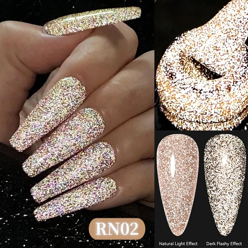 LILYCUTE 7ml Reflective Glitter Gel Nail Polish Shining Sparkling Gorgeous Silver Effect Semi-permanent UV Gel Nail Art Manicure