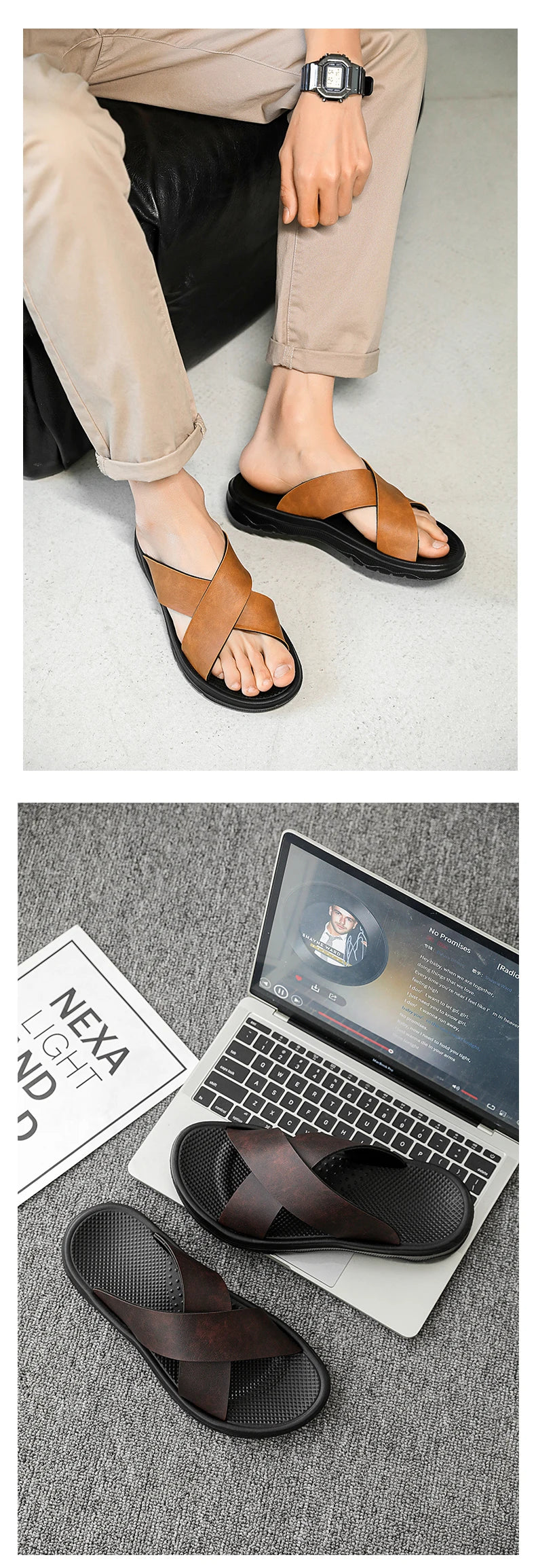 Men's Slippers 2025 Summer Large Size Outdoor Beach Casual Sandals Trend Men Shoes Flat Non-slip Comfortable Shoes Zapatillas