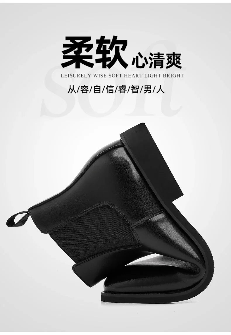 2025 New Chelsea Leather Shoes Suede Leather Men's Pointed Business Casual Ankle Boot Fashion Male Winter New Style Comfortable