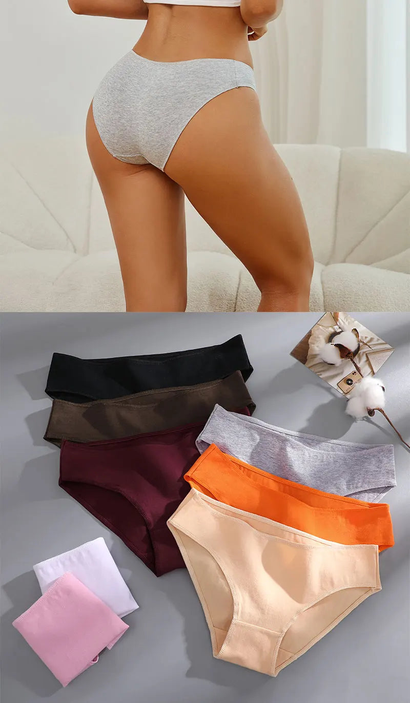 FINETOO 3PCS/Set S-XL Cotton Lingerie Panties Women Underwear Sexy Femme Underwear Women's Underpant Panty 8 Solid Color Briefs