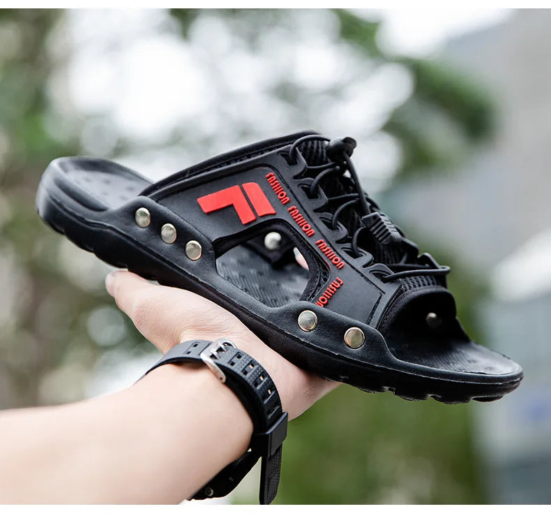 2024 New Men's Sandals Fashion Designer Soft Men's Slippers Outdoor Breathable Beach Shoes Anti-slip Comfortable Men Flip flops