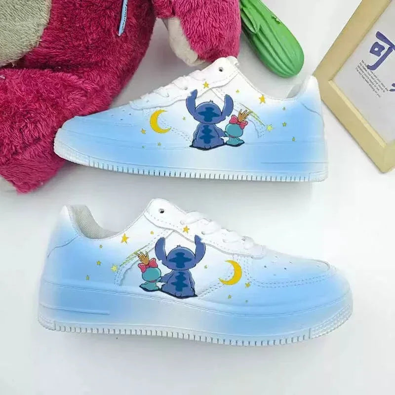 New Disney women cartoon Stitch cute White  Casual shoes soft sports shoes for girlfriend lady gift EU size 35-44
