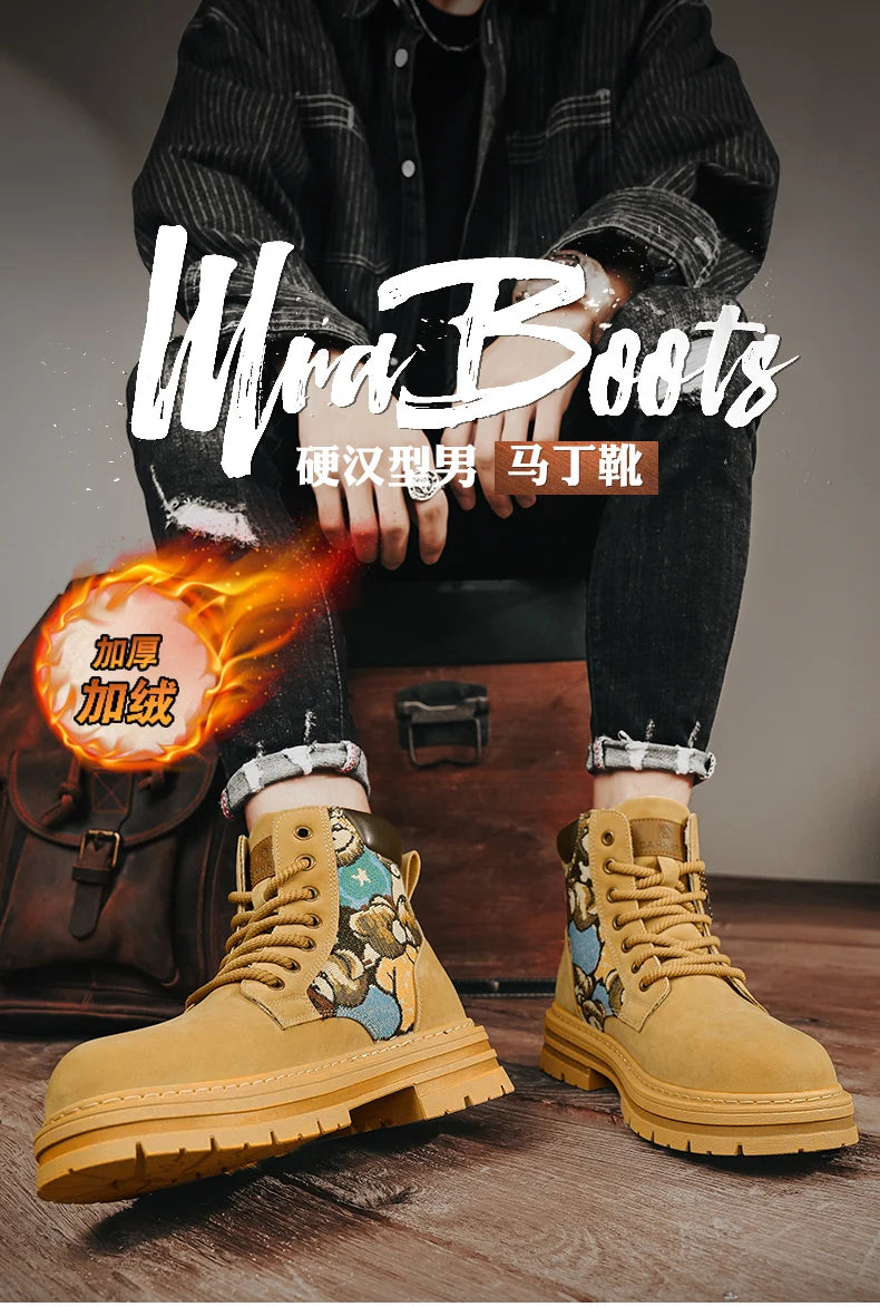 New autumn men shoes boots High Top Fashion Motorcycle Leather Shoes Outdoor leisure comfortable Boots male Lace-Up Botas