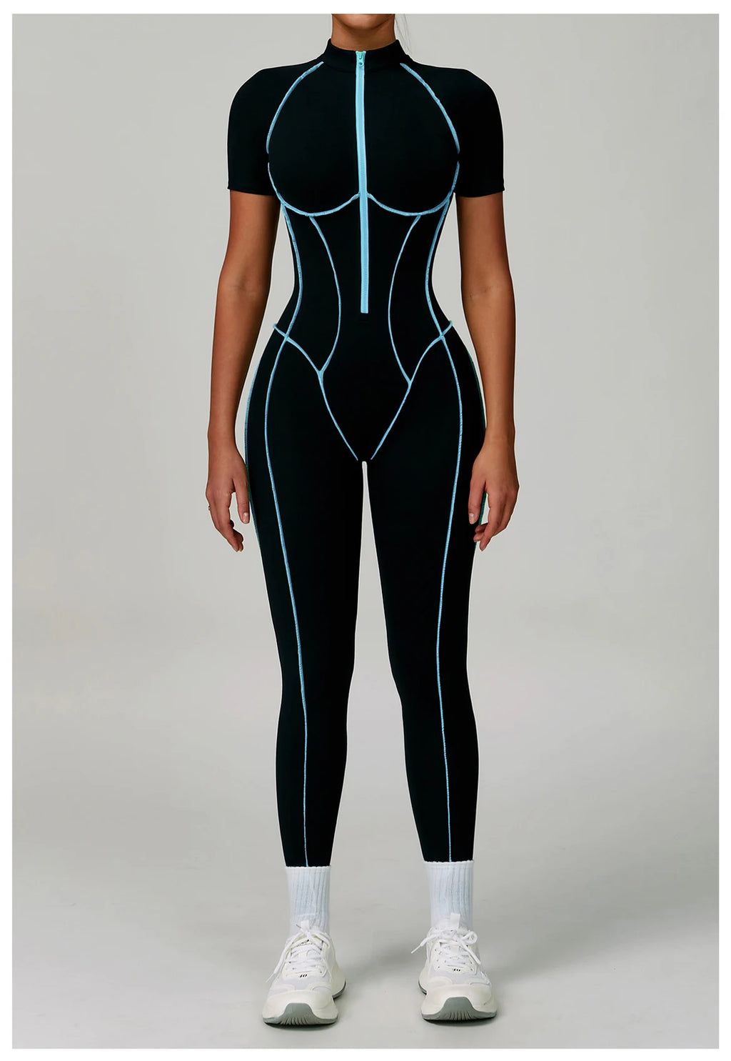 Yoga Jumpsuit Women Bodysuits Fitness Sports Zipper Short Sleeve Yoga Suit Quick Dry Yoga Clothing Gym Push Up Workout Rompers