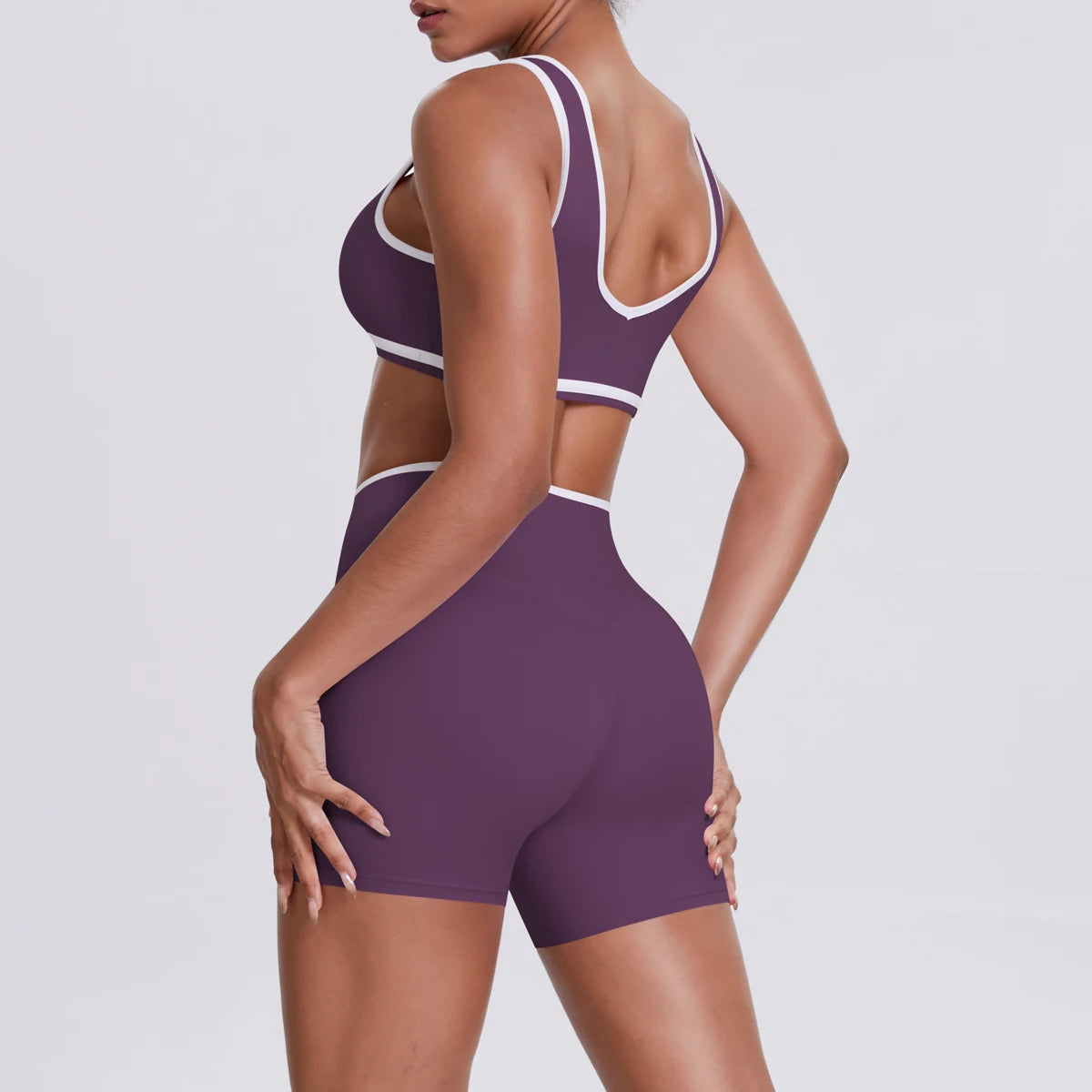 Women Two Piece Gym Workout Set Female Bra Yoga Sets 2ps Shorts Fitness Wear Women Quick-Dry Camisole Sports Bra Suits