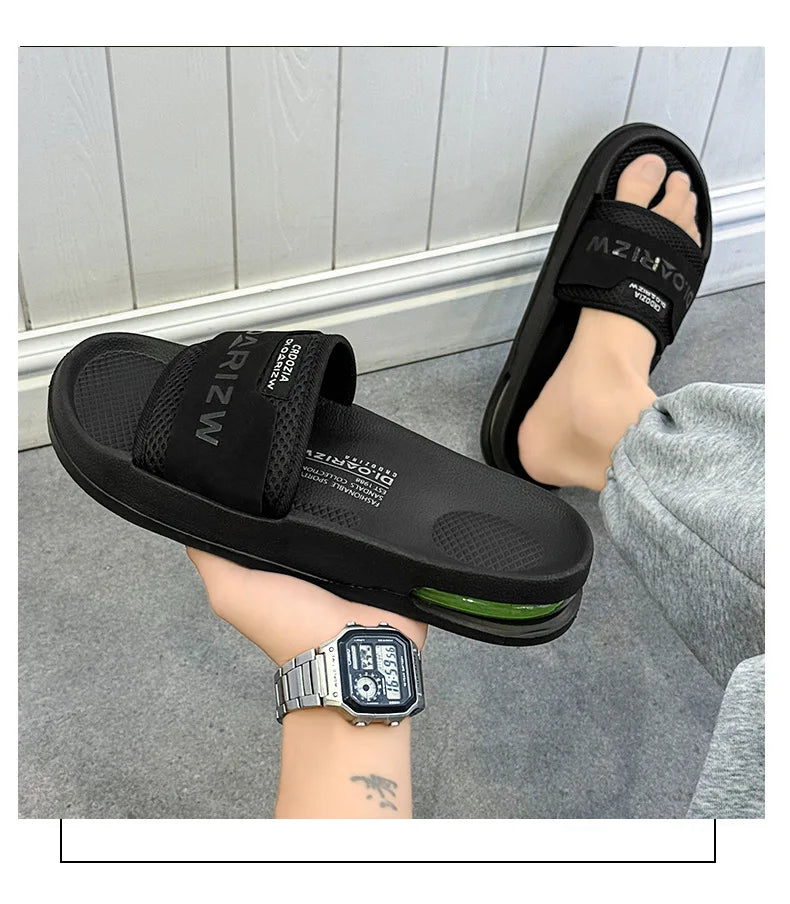 Summer Men's Mesh Surface Slippers EVA Platform Open Toe Slip on Sandals Home Non-slip Slides Outdoor Beach Sandal Shoes for Men