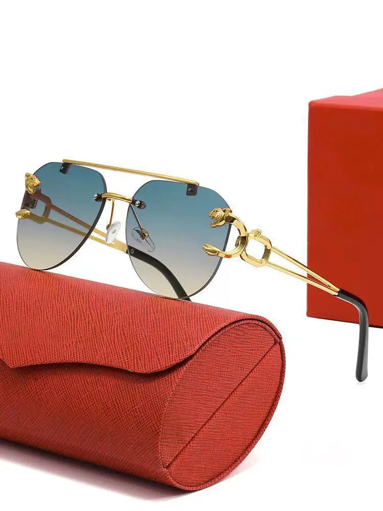 New Trendy Rimless Sunglasses Men Women Fashion Oversized Square Shades Eyewear Double Bridge Gradient UV400 Sun Glasses