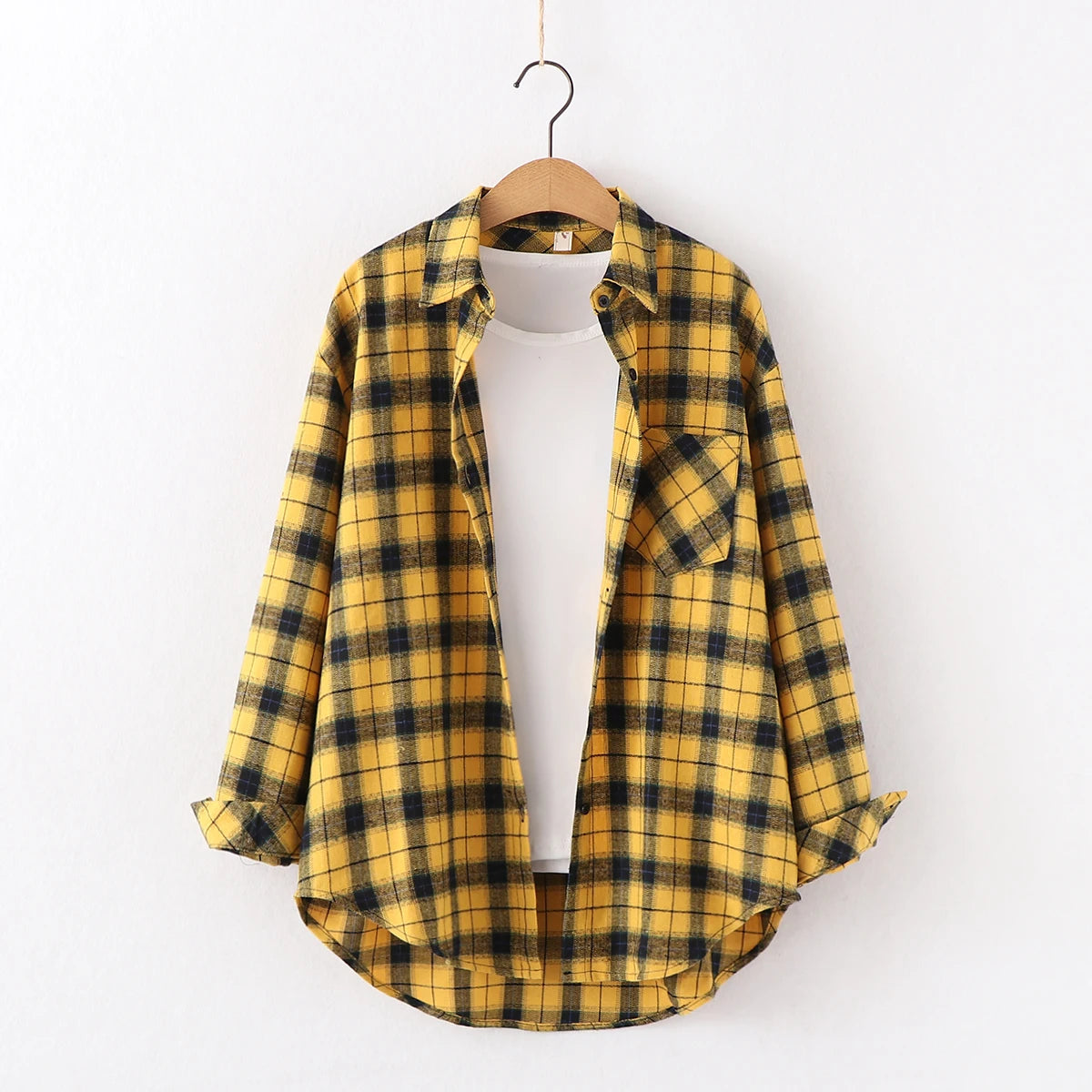 Fresh Flannel Plaid Shirt Women 2025 New Female Blouses and Tops Cotton Loose Long Sleeve Casual Shirts Fine Women's Clothes