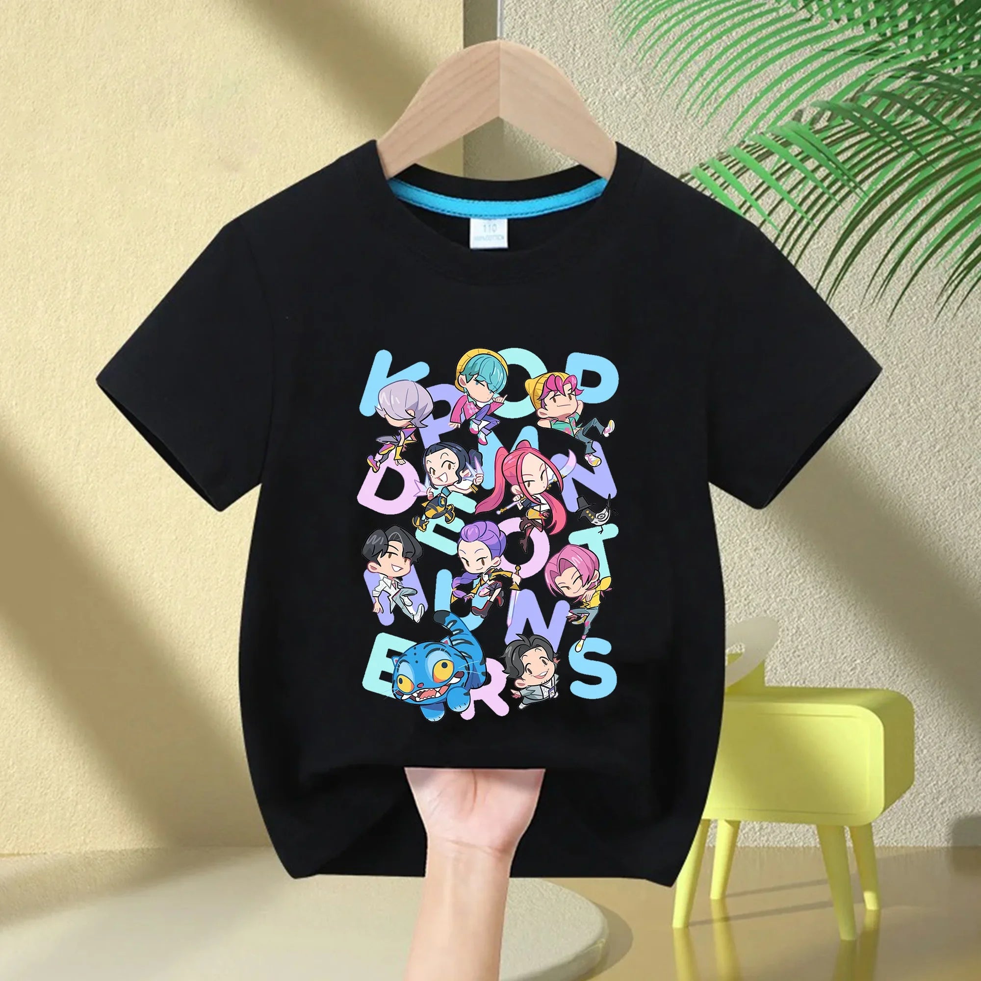 New 2025  KPop Demon Hunters Saja Boys Cartoon Boys T-shirt Round Neck Print Fashion Casual Top Children's T-shirt Kids Clothing