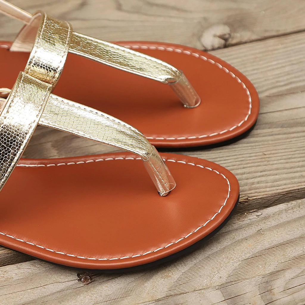Women's Casual Flat Sandals, Fish Scale Pattern T-Shaped Thin Strap Sandals, Summer Sexy and Cool Flip-Flops, Suitable for Beach, Outdoor, Vacation, Valentine's Day Gifts