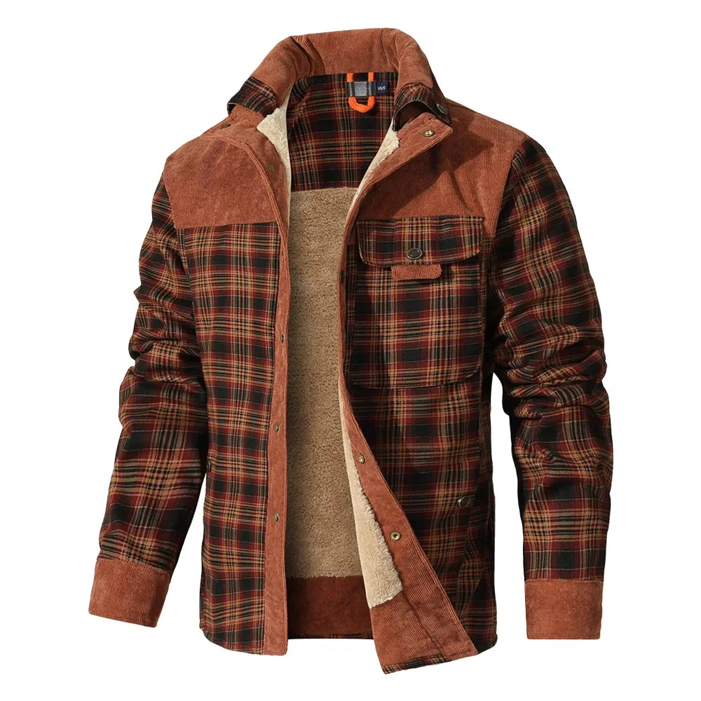 Men's Jackets Winter Windproof Warm Casual Bomber Coat Plaid Sherpa Lined Flannel Outdoor Classic Soft Jackets Men US Size