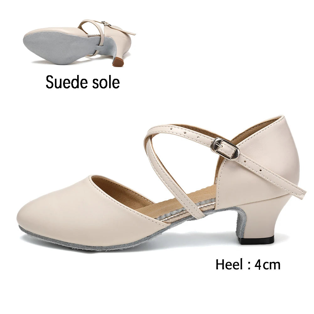 DKZSYIM Women Dance Shoes Latin Party Tango Jazz Elegant Dancing Shoes Lace-up Suede Sole Closed Toe Microfiber Leather 7 Colors