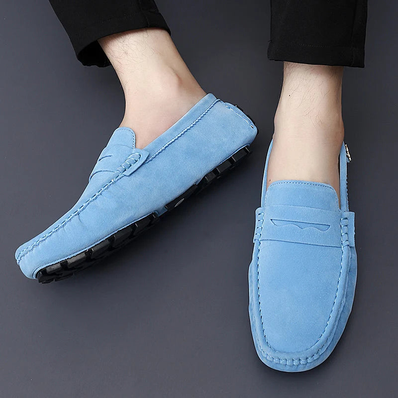 Suede Leather Penny Peas Loafers Men Women Boys Driving Shoes Big Size 35-48 Moccasins Slip on Flats Designer Mens Loafers Pink