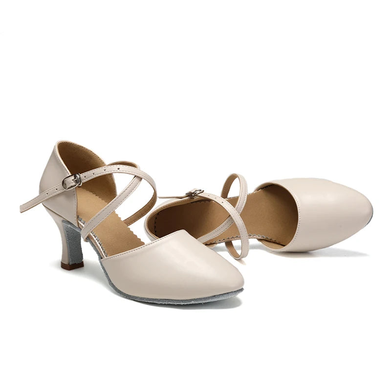 DKZSYIM Women Dance Shoes Latin Party Tango Jazz Elegant Dancing Shoes Lace-up Suede Sole Closed Toe Microfiber Leather 7 Colors