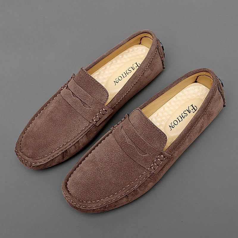 Suede Leather Mens Loafers New Fashion Walking Shoes New Comfy Man Drive Flats Classic Original Style Men Casual Shoes Moccasins