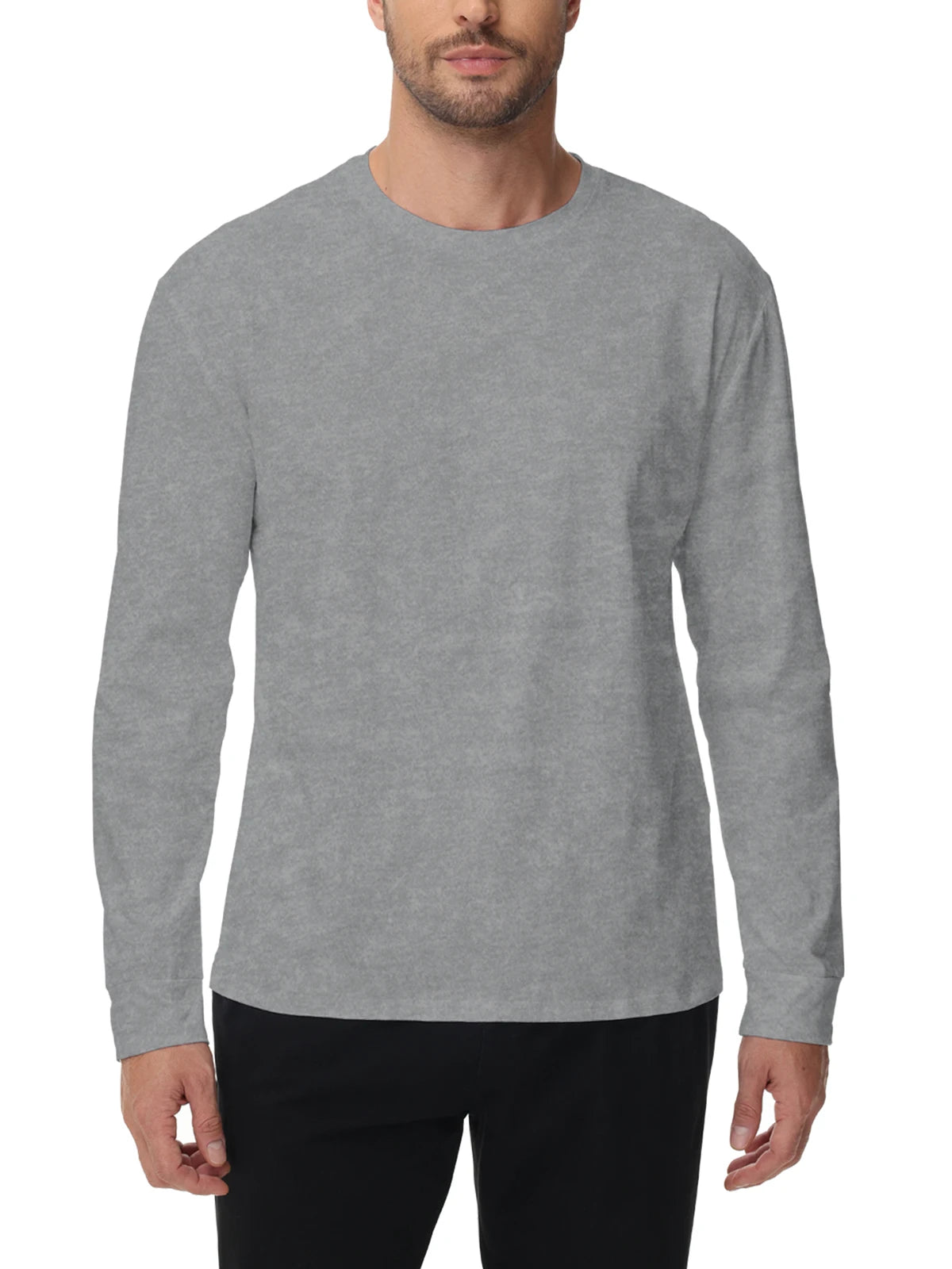 Men's T Shirt Long Sleeve Crewneck Tee Shirts Classic Loose Fit Workout Tops for Men Gym Clothes S-XXL