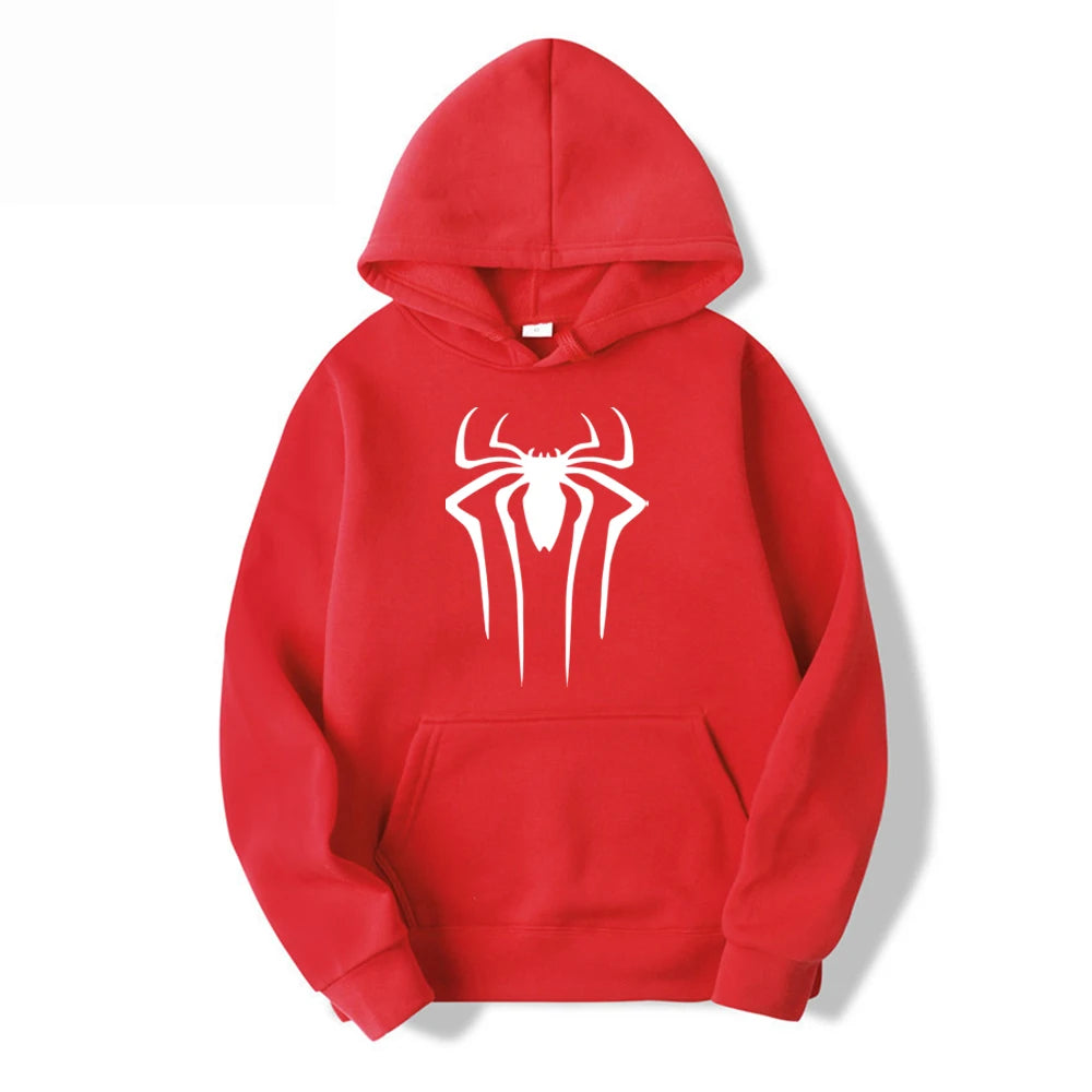 2024Fashion brand Men's Hoodie Casual Hoodie Sweatshirt Men's/Women's top Solid color printed spider hoodie sweatshirt