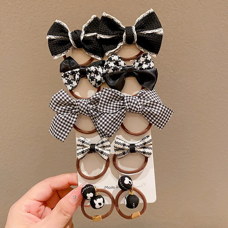 10Pcs/Set Girls Cartoon Hair Band Sweet Bow Hair Ties Elastic Rubber Band Princess Flower Scrunchies Kids Hair Accessories