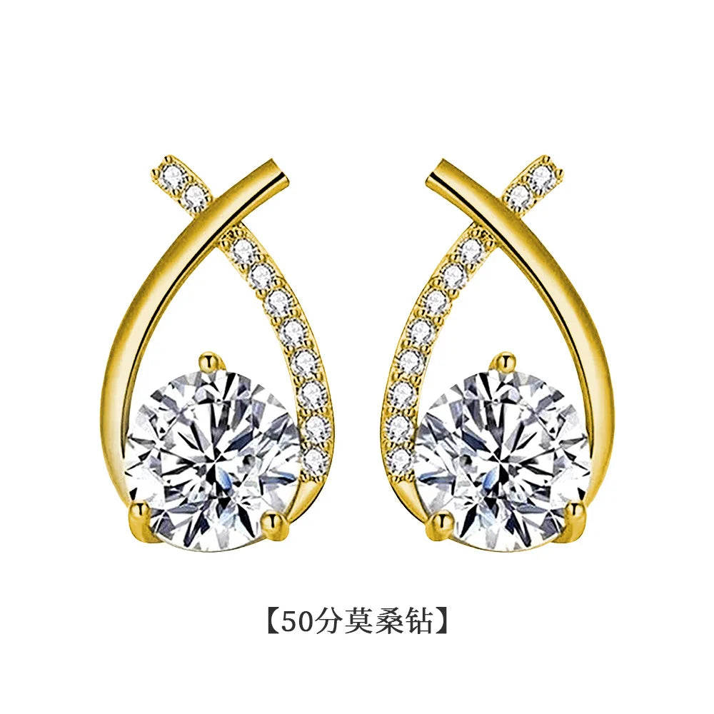 1.0ct Moissanite Earrings 925 Sterling Silver for Women Top Quality Wedding Engagement Jewelry Fashion Ear Stud Party Gifts