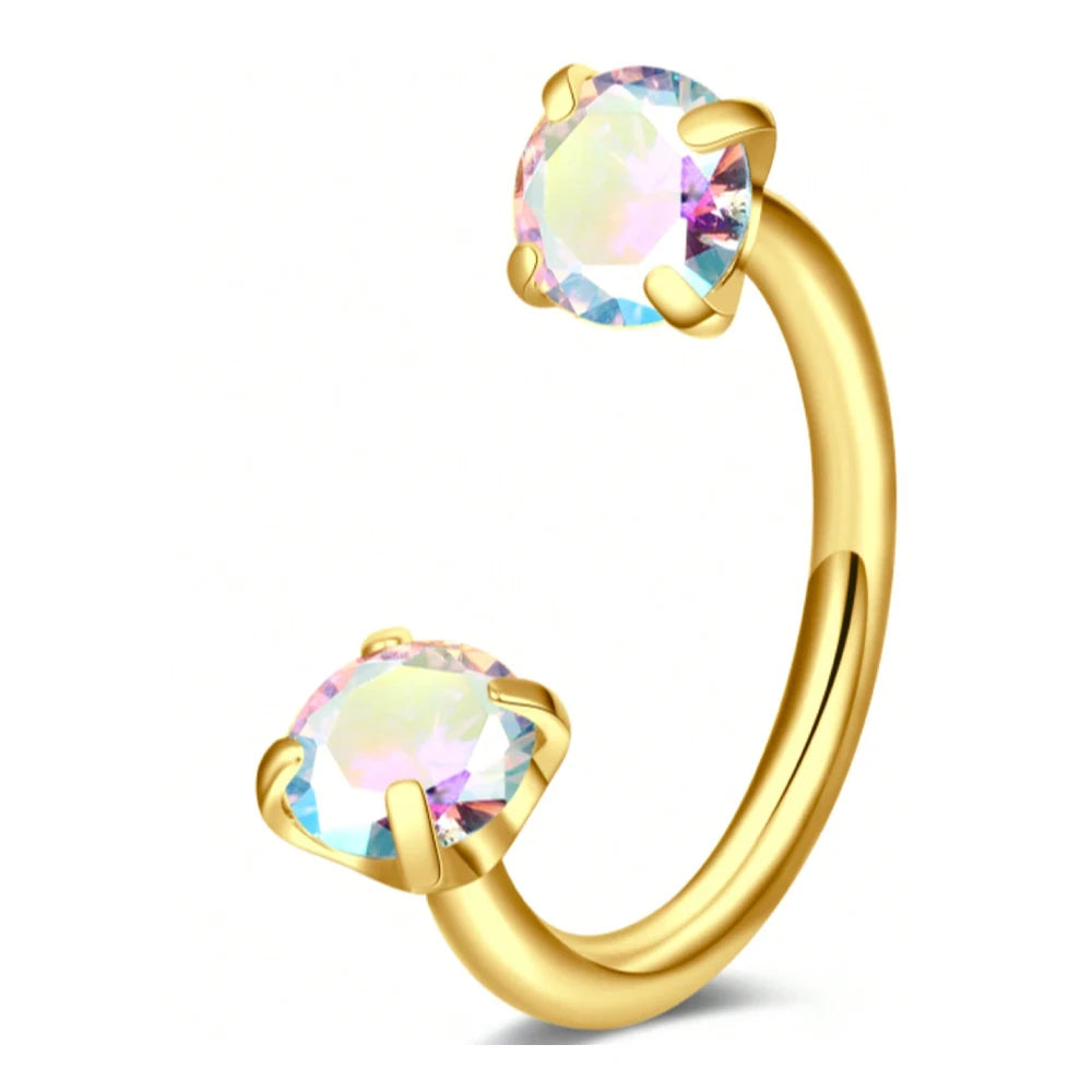 Horseshoe Nose Rings Heart Star Pink CZ Internal Threaded Horseshoe Septum Ring Cartilage Tragus Earrings Helix Piercing Jewelry