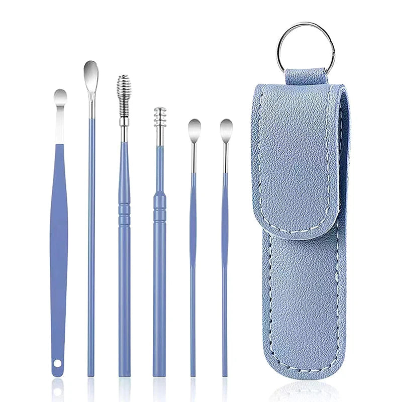 Beauty Accessory Set for Ear Hygiene 6 Pcs Ear Cleaner Kit with Earpick Sticks Earwax Remover Ear Pick Cleaning Spoon
