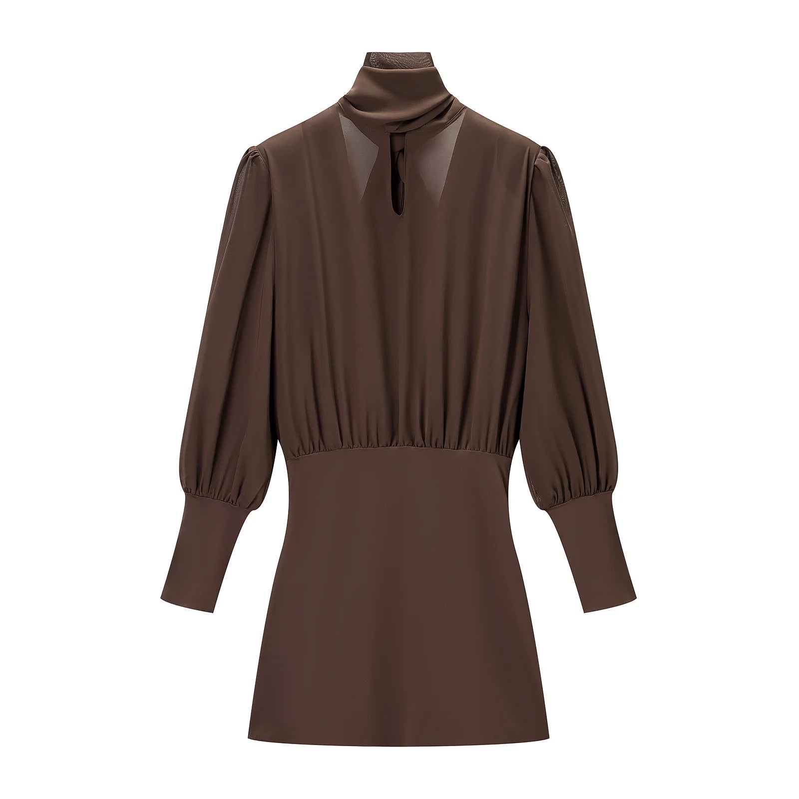 CharmChant Brown Tie Dresses for Women Backless Slim Fit Long Sleeve Bodycon Mini Dress Elegant Chic Party Clubwear Trend 2025