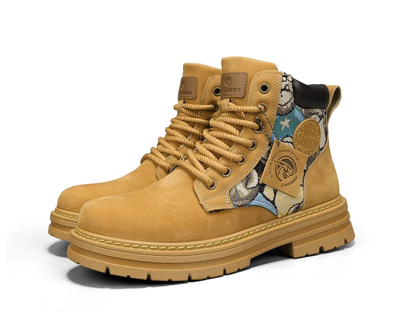 New autumn men shoes boots High Top Fashion Motorcycle Leather Shoes Outdoor leisure comfortable Boots male Lace-Up Botas