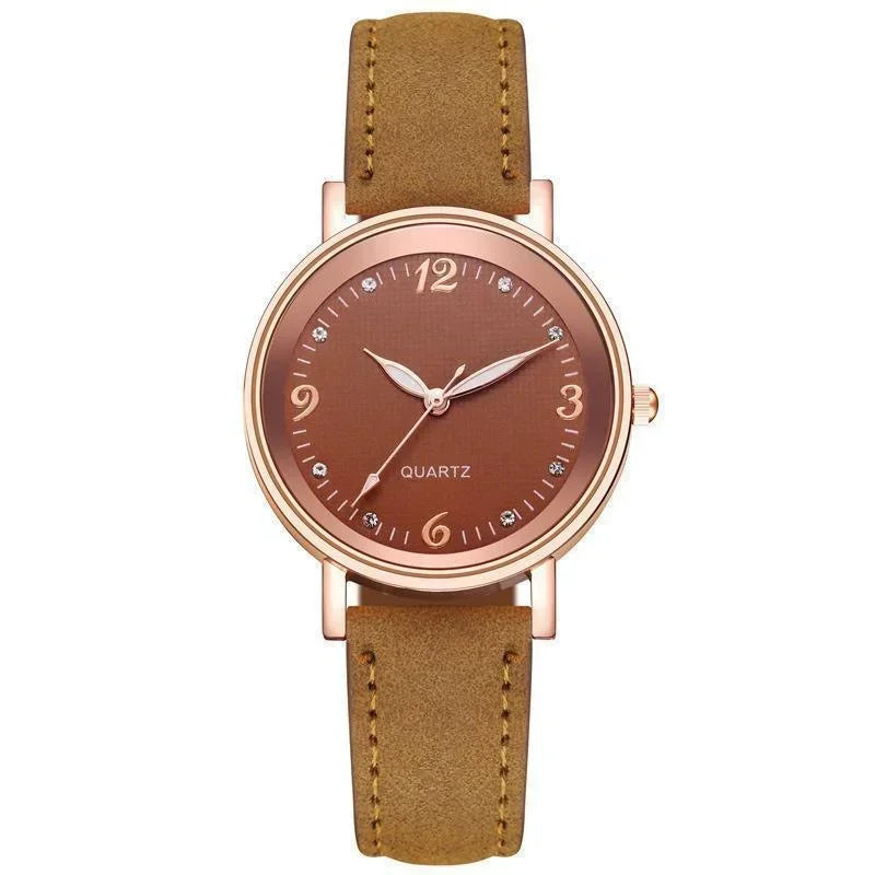 Light Luxury Luminous Quartz Wristwatches for Women Elegant Leather Band Analog Quartz Watches Casual Versatile Watches