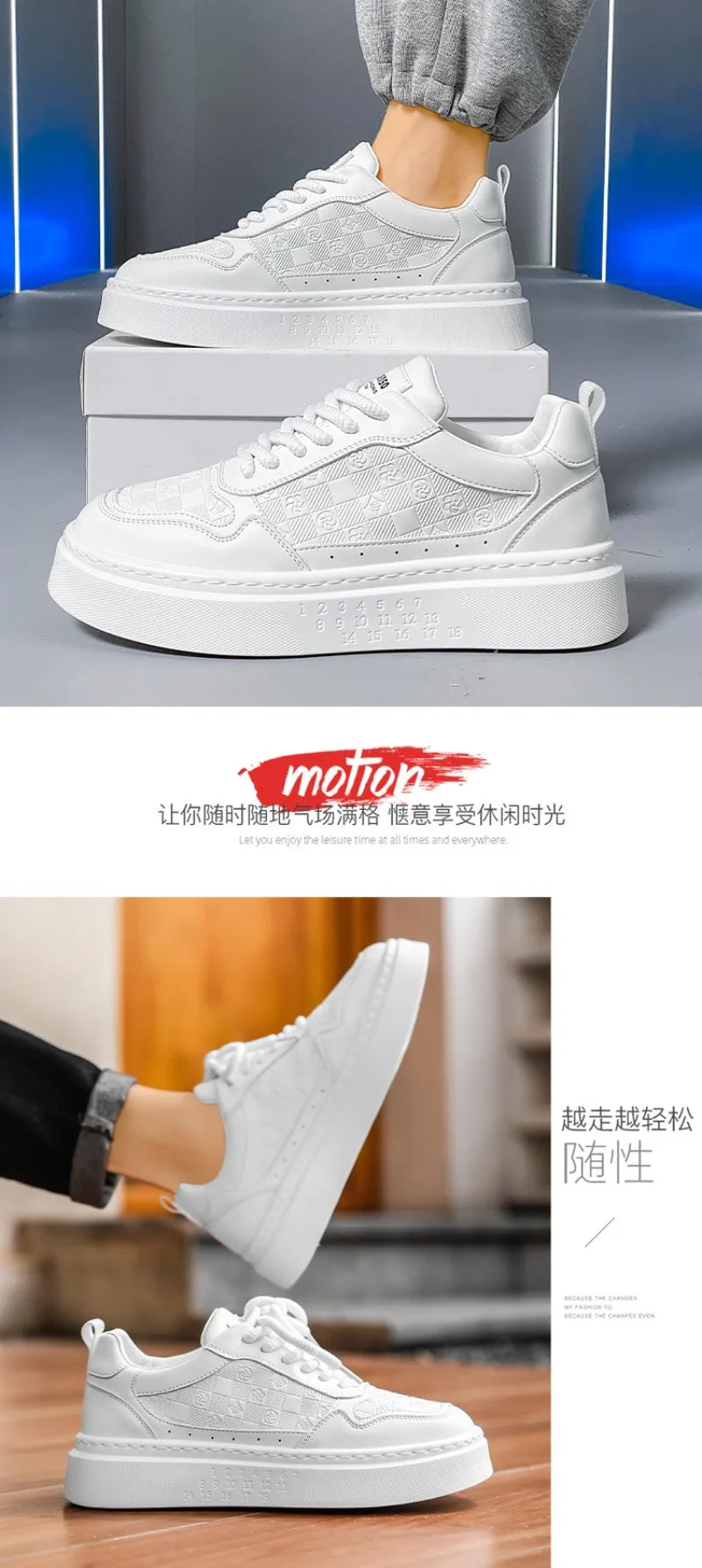 New Korean Version Printed Men Skateboarding Shoes Men Fashinable Increase Breathability Platform White Shoes Sports Casual Shoe