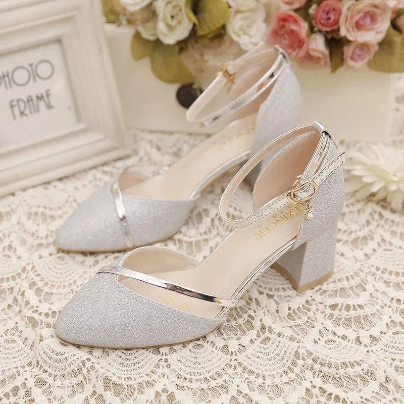 Women's High Heels Fashion High Quality Women Sandals Golden Party Night Club Pumps Sexy Sequins Women Shoes Sandalias de mujer