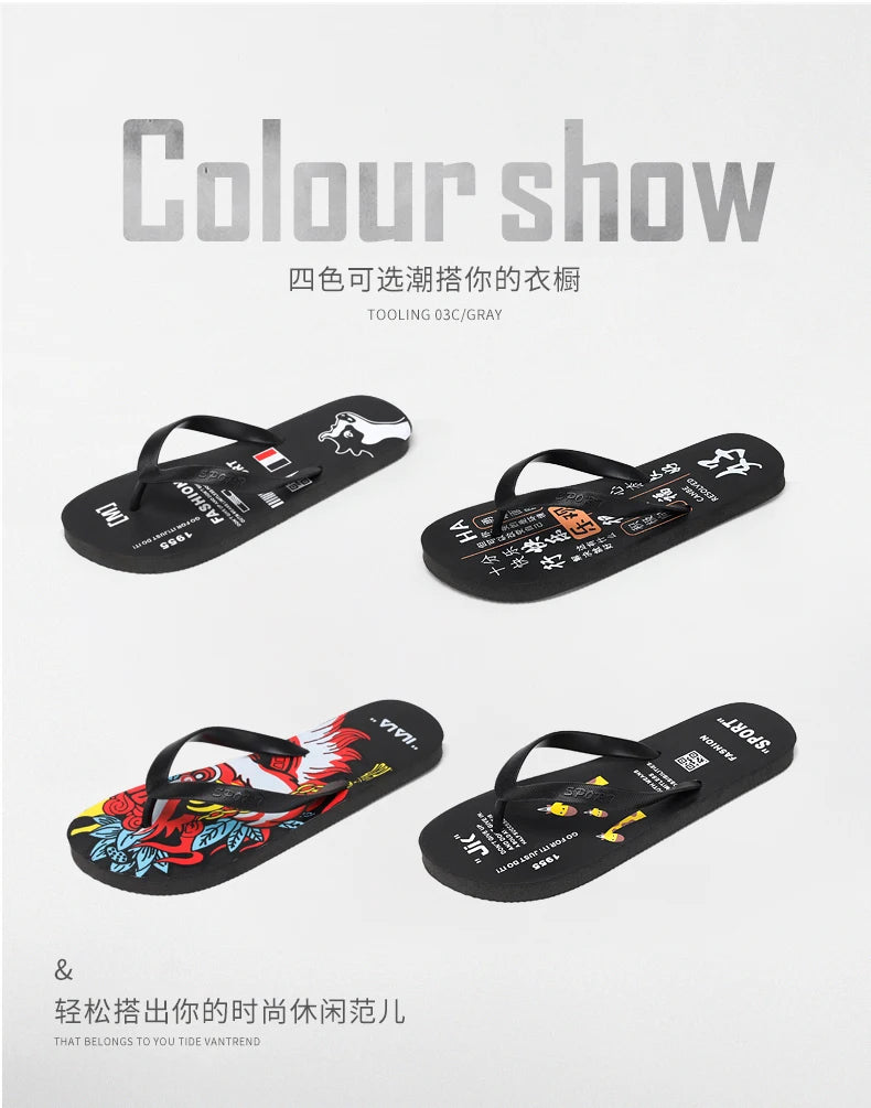 Flip Flops men's summer non-slip sandals men's foot clamp trend rubber abrasion resistant outer wear beach shoes slippers men