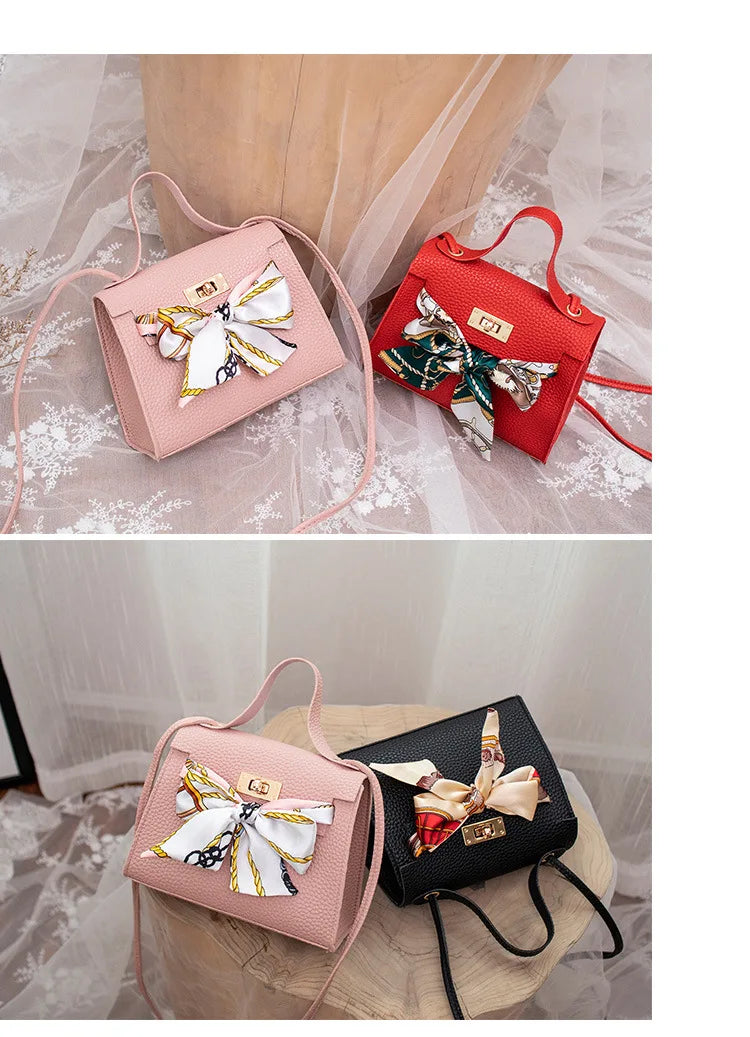 2024 New Women Ribbon PU Leather Bow Decor Mini Flap Hangbag Ladies Fashion Wallet Shoulder Messenger Crossbody Bag Totes Wallet