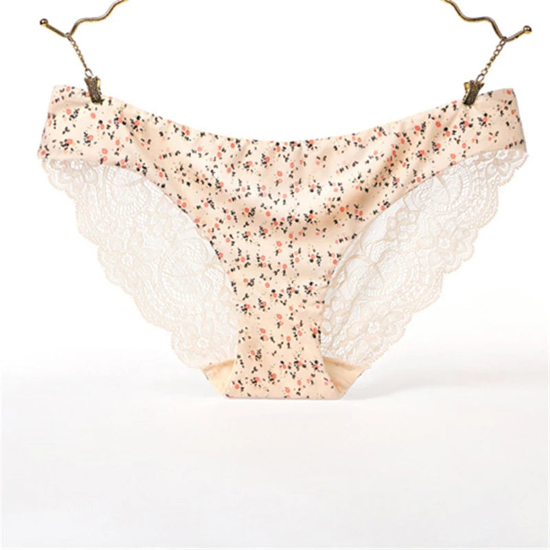 Women's Seamless Underwear Leopard Intimate Women Sexy Lace Black Floral Panties Seamless Panty 3pcs/set